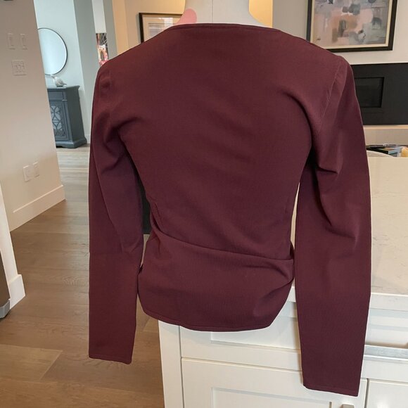 Judith & Charles LS V Neck Knit Viscose Poly Blend Top Burgundy/Wine Sz M - Picture 4 of 9
